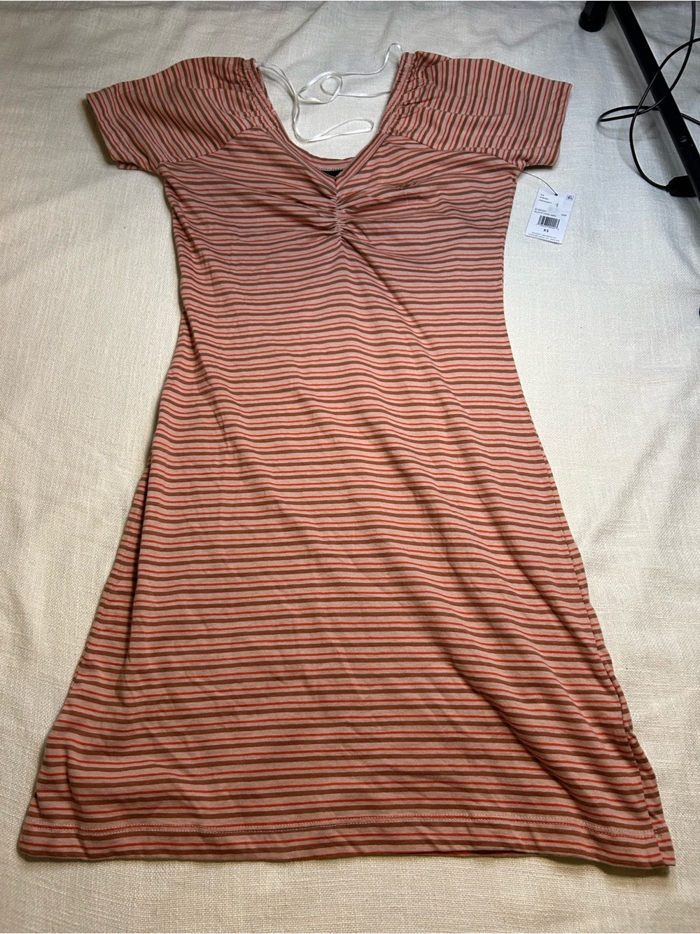 Volcom Rust and Cream Striped Midi Dress